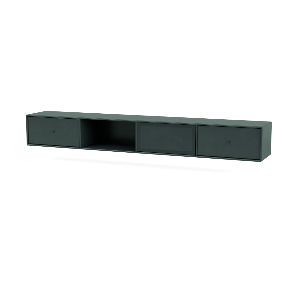 Meuble Tv Octave VII par Peter J. Lassen, laque 163 Black Jade, suspendu au mur, packshot Montana