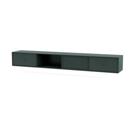 Meuble Tv Octave VII par Peter J. Lassen, laque 163 Black Jade, suspendu au mur, packshot Montana