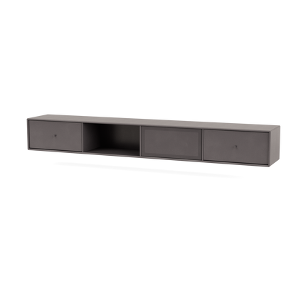 Meuble Tv Octave VII par Peter J. Lassen, laque 35 Coffee, suspendu au mur, packshot Montana