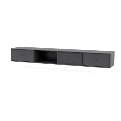 Meuble Tv Octave VII par Peter J. Lassen, laque 36 Coal, suspendu au mur, packshot Montana