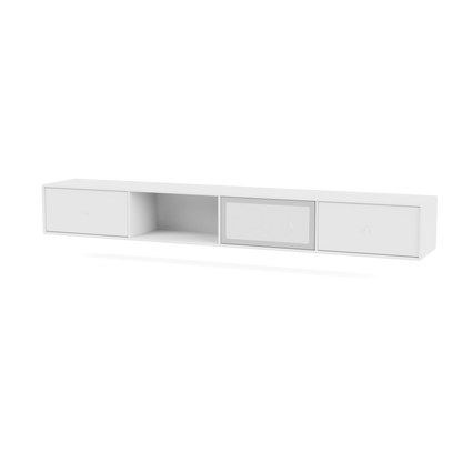 Meuble Tv Octave VII par Peter J. Lassen, laque 38 Snow, suspendu au mur, packshot Montana