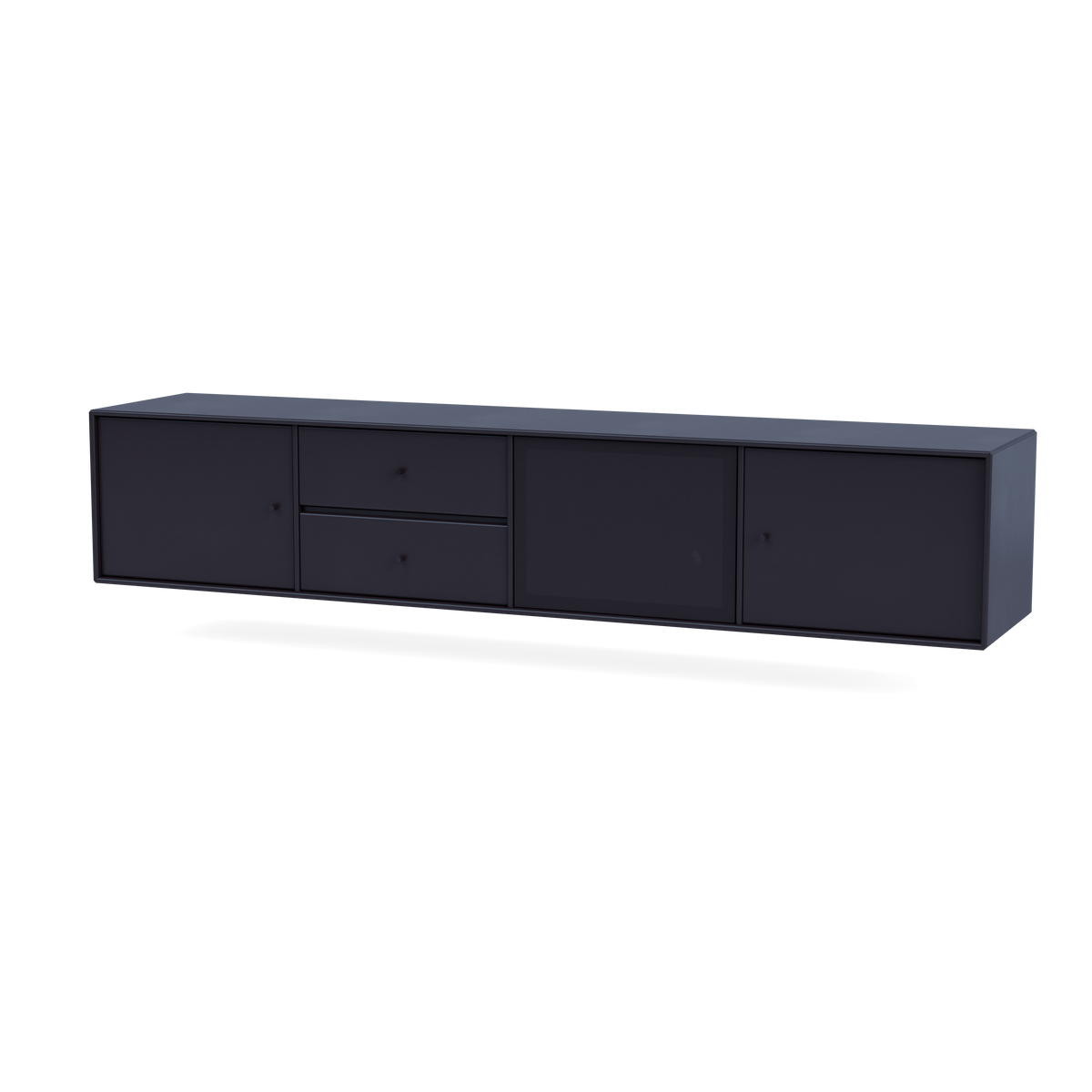 Meuble Tv Octave VIII par Peter J. Lassen, laque 147 Shadow, suspendu au mur, packshot Montana