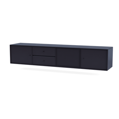 Meuble Tv Octave VIII par Peter J. Lassen, laque 147 Shadow, suspendu au mur, packshot Montana