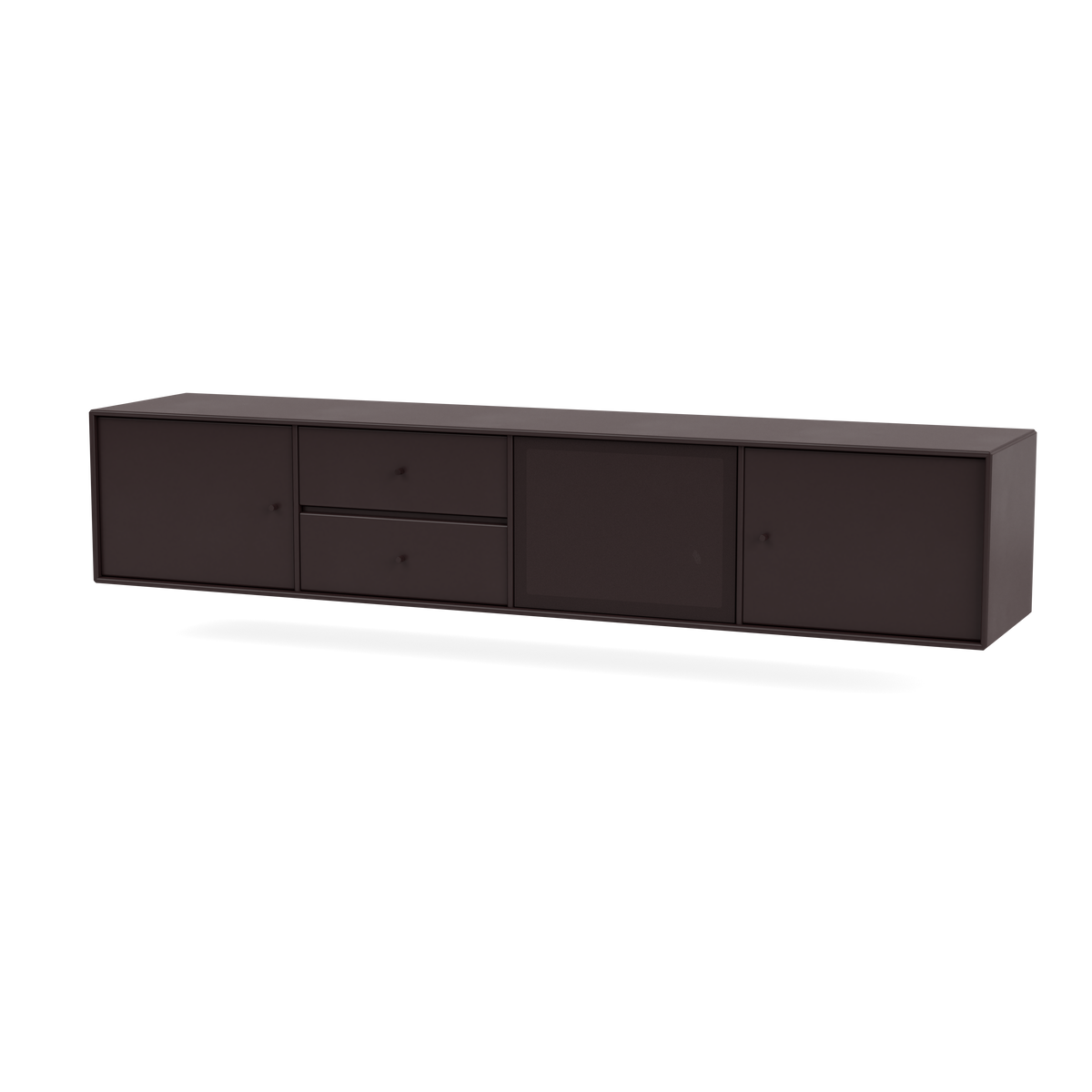 Meuble Tv Octave VIII par Peter J. Lassen, laque 160 Balsamic, suspendu au mur, packshot Montana