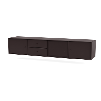 Meuble Tv Octave VIII par Peter J. Lassen, laque 160 Balsamic, suspendu au mur, packshot Montana