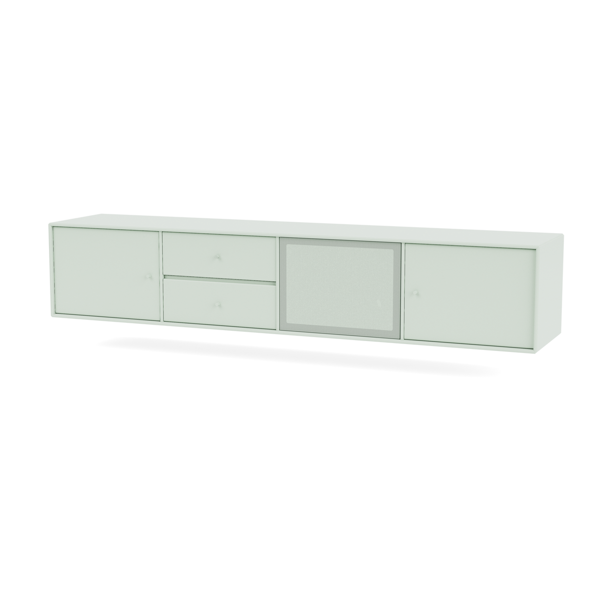 Meuble Tv Octave VIII par Peter J. Lassen, laque 161 Mist, suspendu au mur, packshot Montana