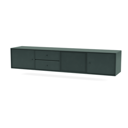 Meuble Tv Octave VIII par Peter J. Lassen, laque 163 Black Jade, suspendu au mur, packshot Montana