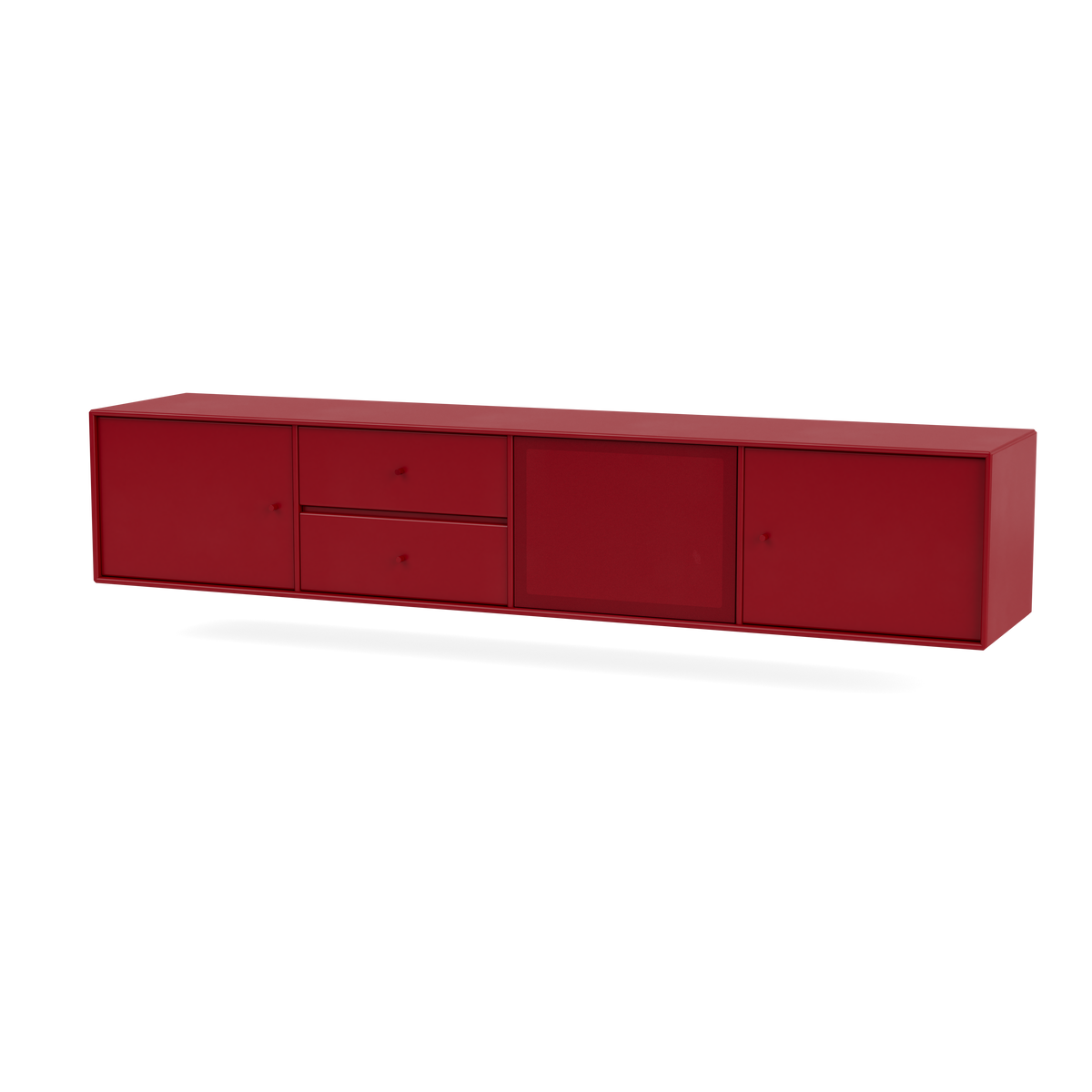 Meuble Tv Octave VIII par Peter J. Lassen, laque 165 Beetroot, suspendu au mur, packshot Montana