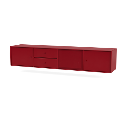 Meuble Tv Octave VIII par Peter J. Lassen, laque 165 Beetroot, suspendu au mur, packshot Montana