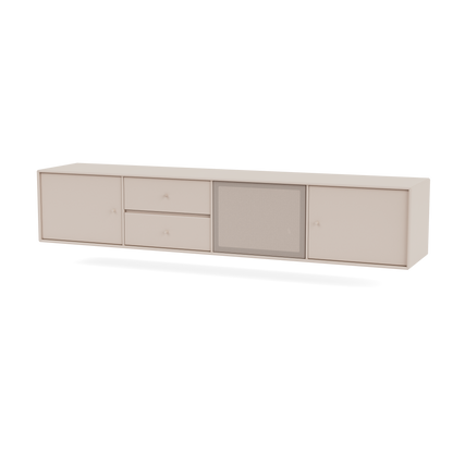 Meuble Tv Octave VIII par Peter J. Lassen, laque 168 Clay, suspendu au mur, packshot Montana
