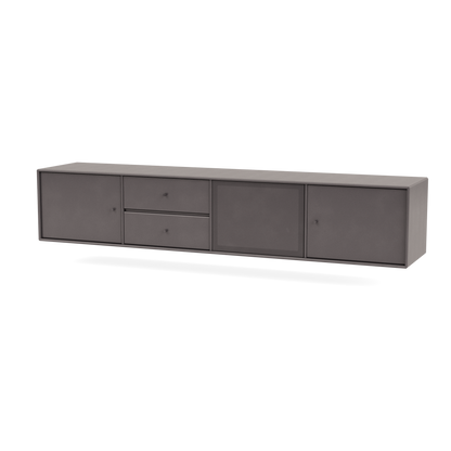 Meuble Tv Octave VIII par Peter J. Lassen, laque 35 Coffee, suspendu au mur, packshot Montana