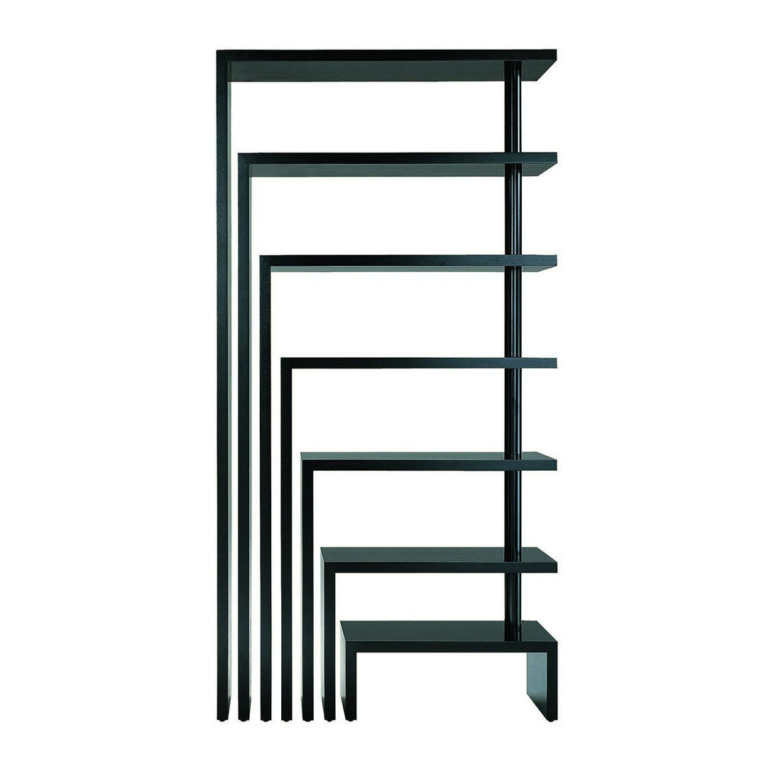 Meuble à étagère pivotantes Joy par Achille Castiglioni - Zanotta-vue de face, tablettes en escalier-The Woods Gallery