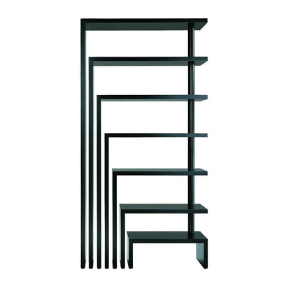 Meuble à étagère pivotantes Joy par Achille Castiglioni - Zanotta-vue de face, tablettes en escalier-The Woods Gallery
