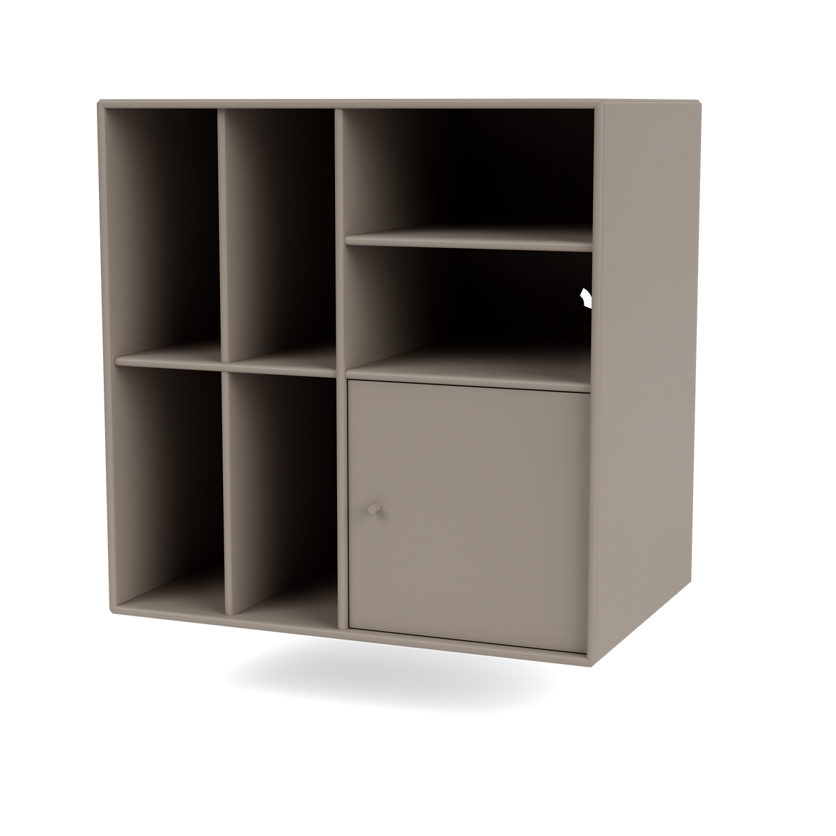 Meuble de Rangement Spin II par Peter J. Lassen, laque 141 Truffle, suspendu au mur, packshot Montana