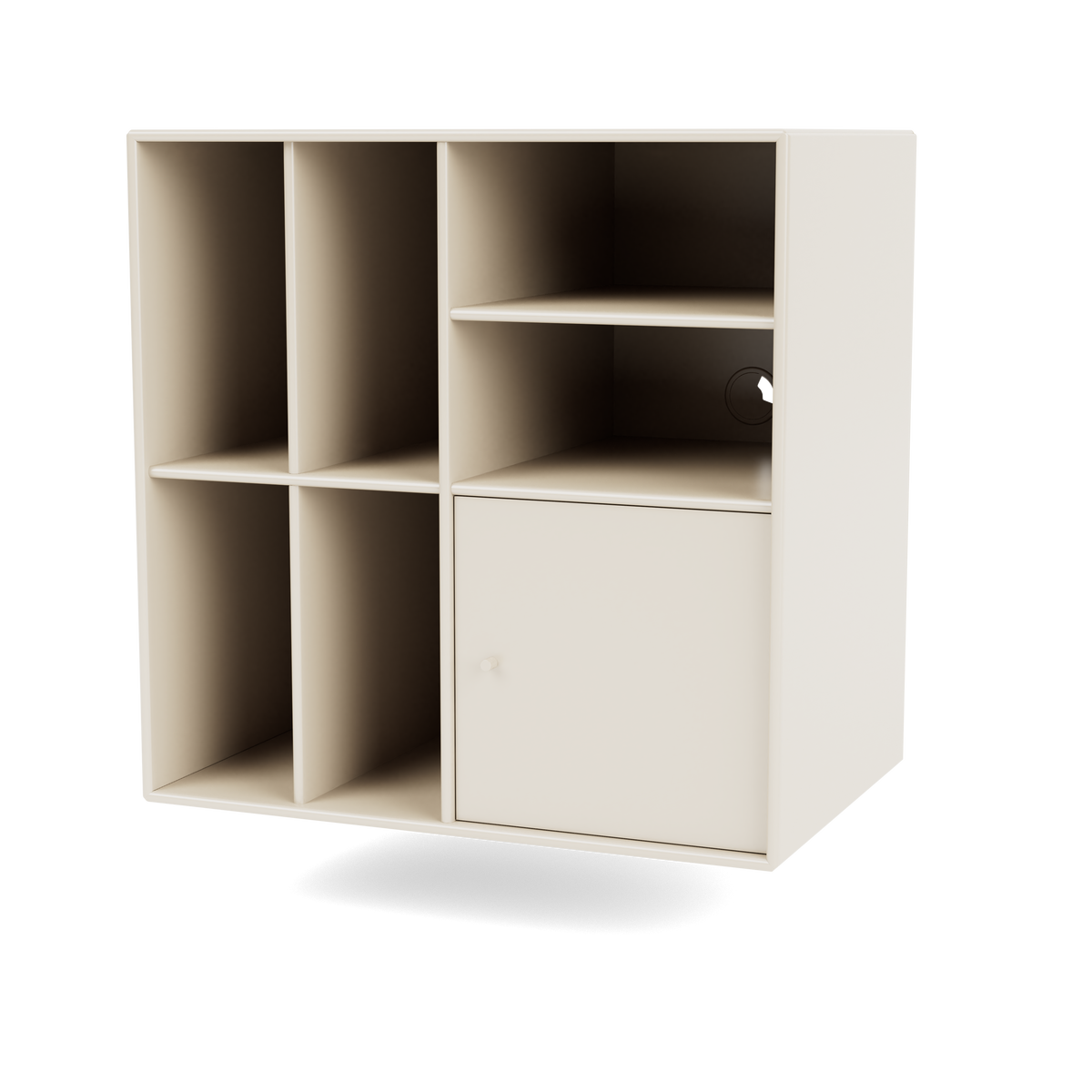 Meuble de Rangement Spin II par Peter J. Lassen, laque 158 Oat, suspendu au mur, packshot Montana