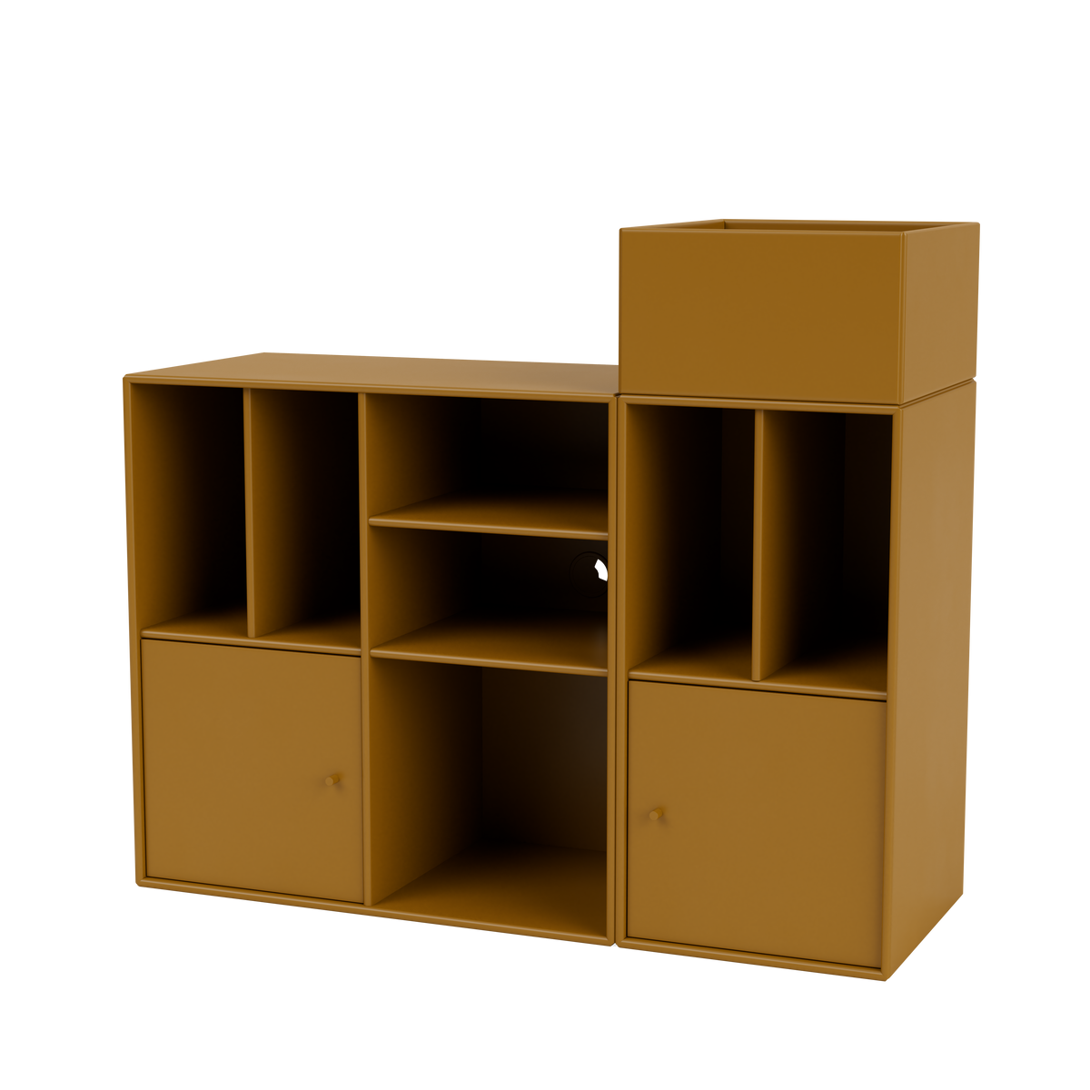 Meuble de Rangement Spin III par Peter J. Lassen, laque 142 Amber, suspendu au mur, packshot Montana