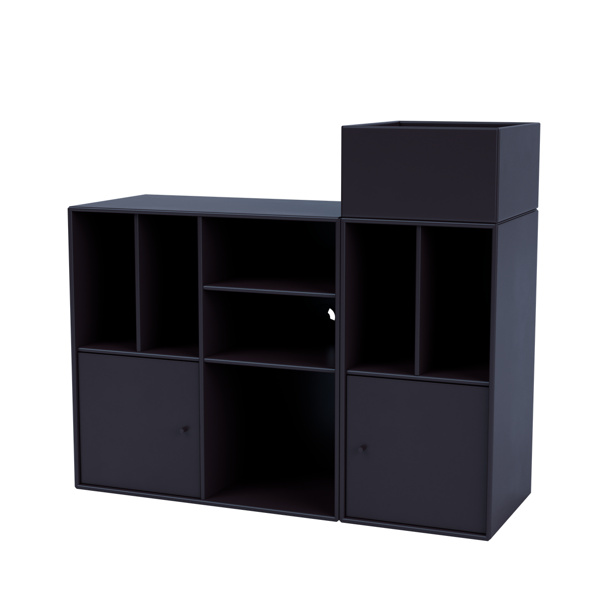 Meuble de Rangement Spin III par Peter J. Lassen, laque 147 Shadow, suspendu au mur, packshot Montana