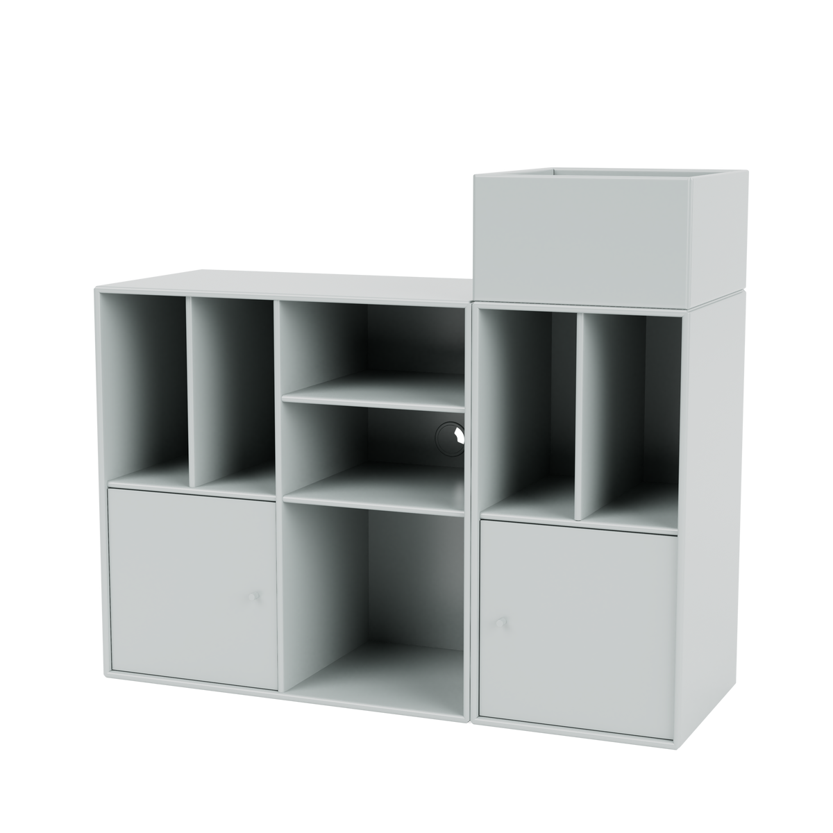 Meuble de Rangement Spin III par Peter J. Lassen, laque 156 Oyster, suspendu au mur, packshot Montana