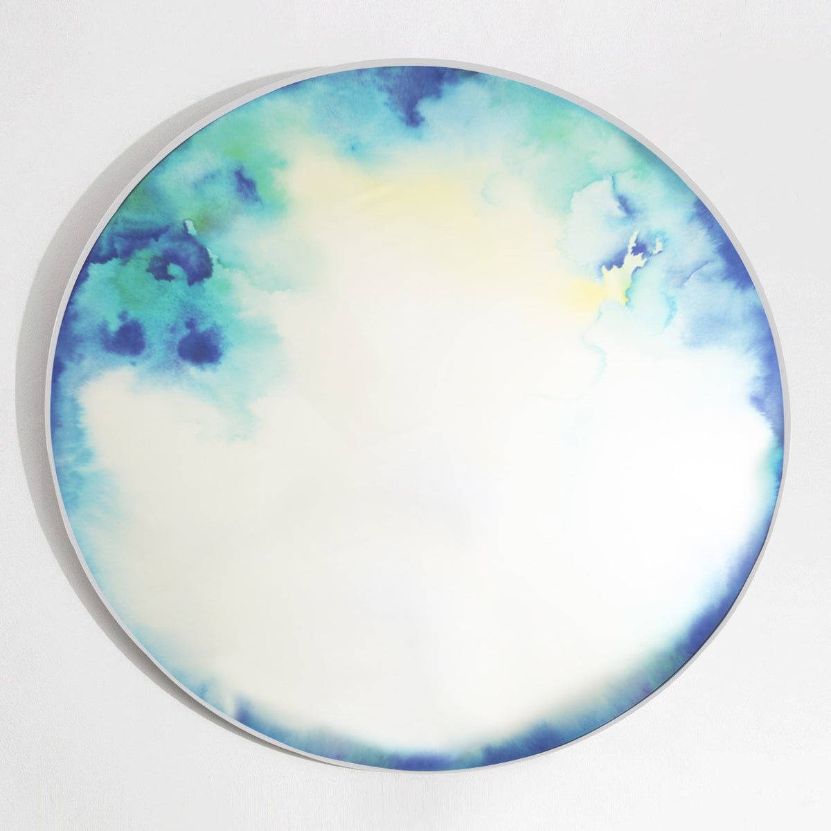 Miroir Francis Extra-Large Aquarelle Bleue-Jaune de Constance Guisset - Petite Friture-Aquarelle Bleue-Jaune-The Woods Gallery