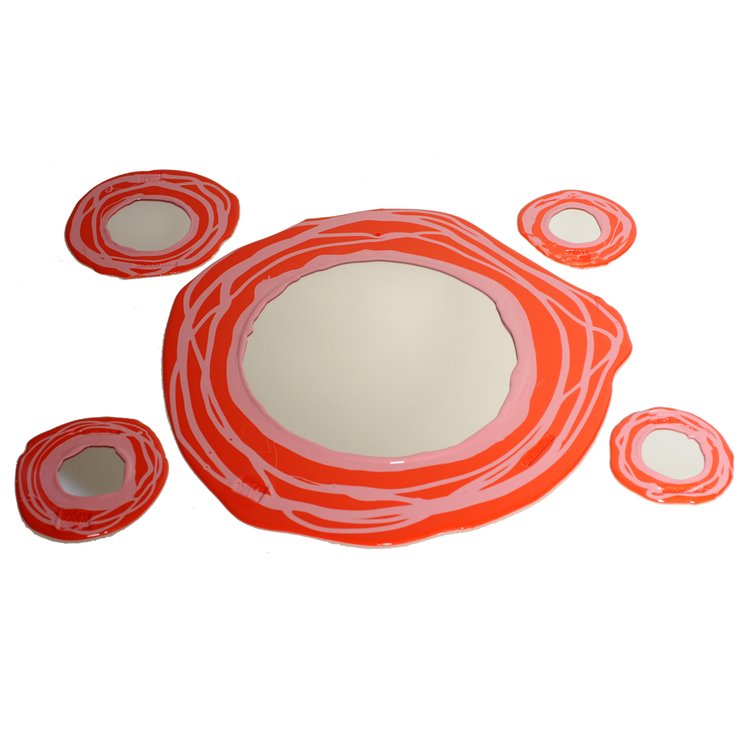 Miroir Matt Orange &amp; Matt Pink par Gaetano Pesce - Fish Design-XL-The Woods Gallery