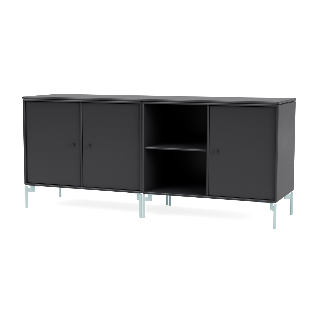 Module de Rangement Save par Peter J. Lassen, laque 04 Anthracite, sur pieds 148 Flint, packshot Montana