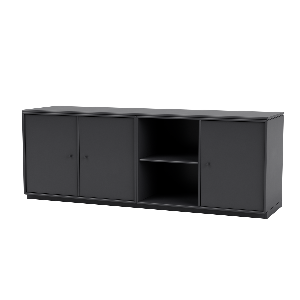 Module de Rangement Save par Peter J. Lassen, laque 04 Anthracite, sur socle de 3 cm, packshot Montana
