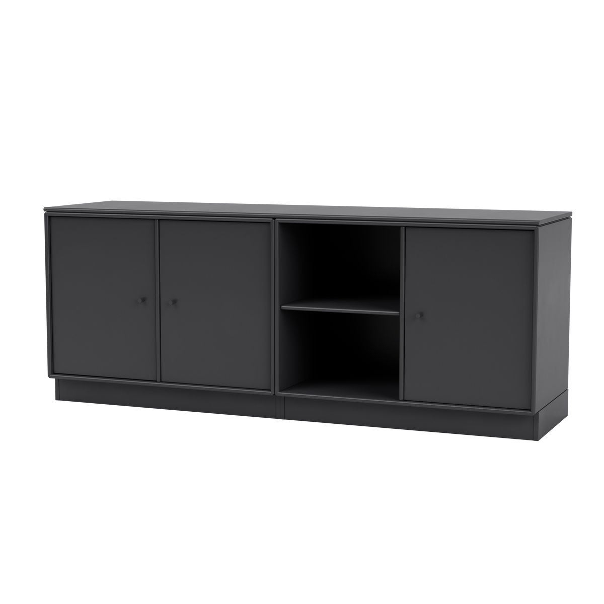 Module de Rangement Save par Peter J. Lassen, laque 04 Anthracite, sur socle de 7 cm, packshot Montana