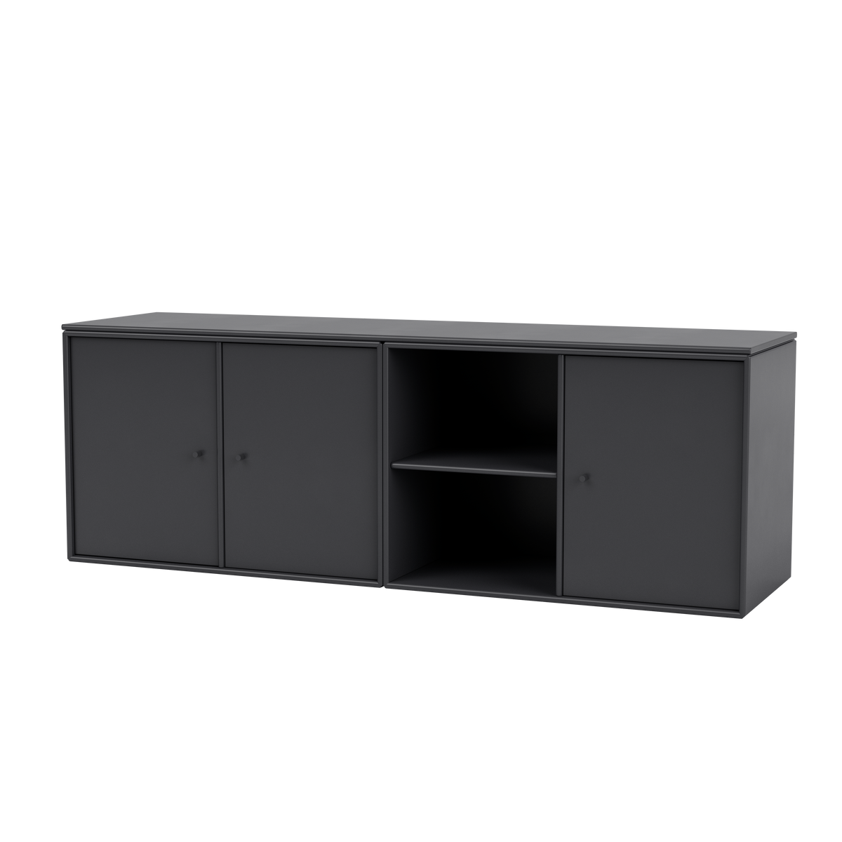 Module de Rangement Save par Peter J. Lassen, laque 04 Anthracite, suspendu au mur, packshot Montana
