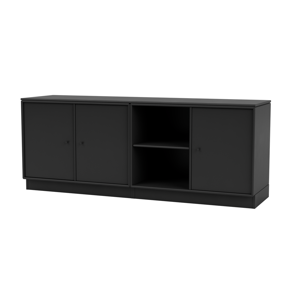 Module de Rangement Save par Peter J. Lassen, laque 05 Black, sur socle de 7 cm, packshot Montana