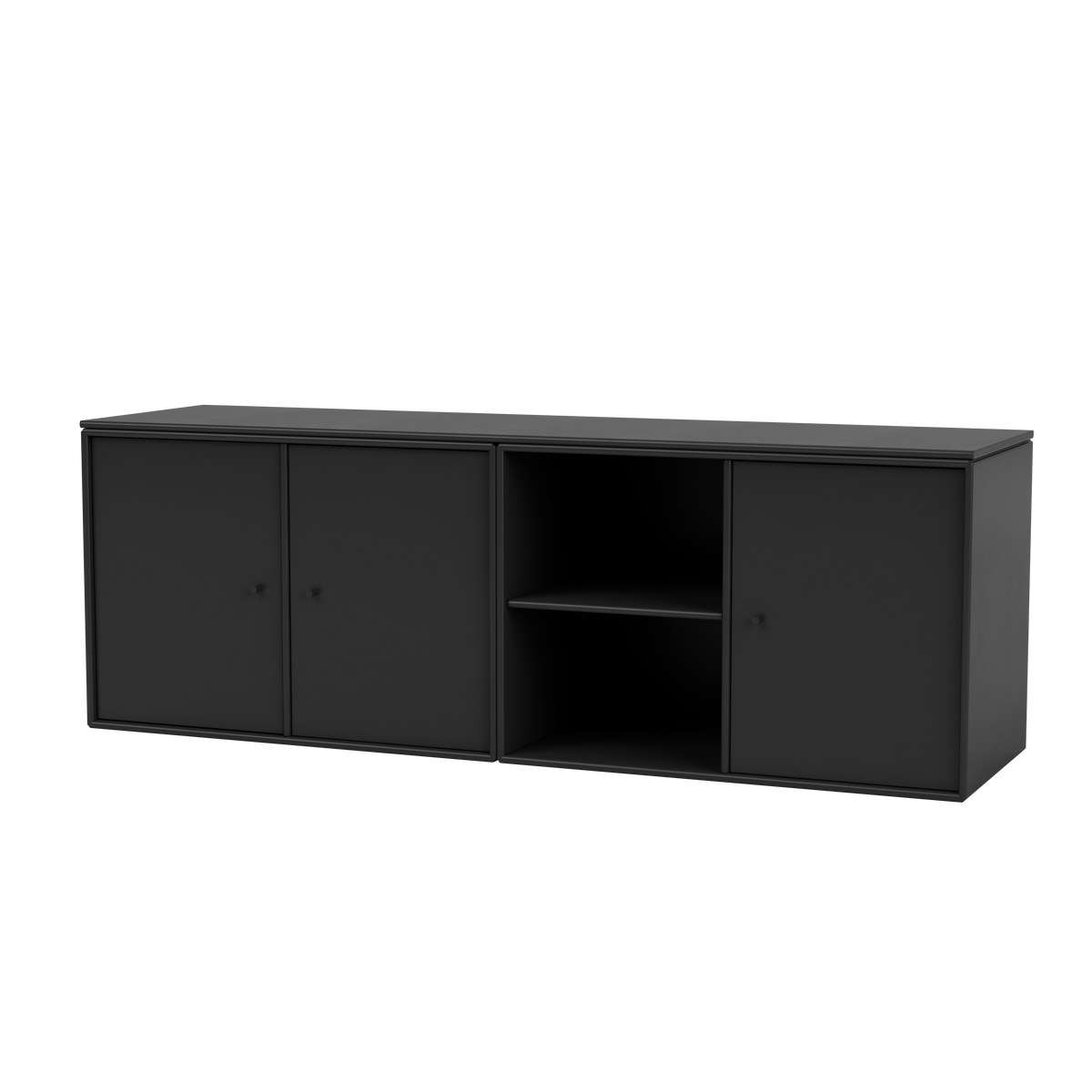 Module de Rangement Save par Peter J. Lassen, laque 05 Black, suspendu au mur, packshot Montana