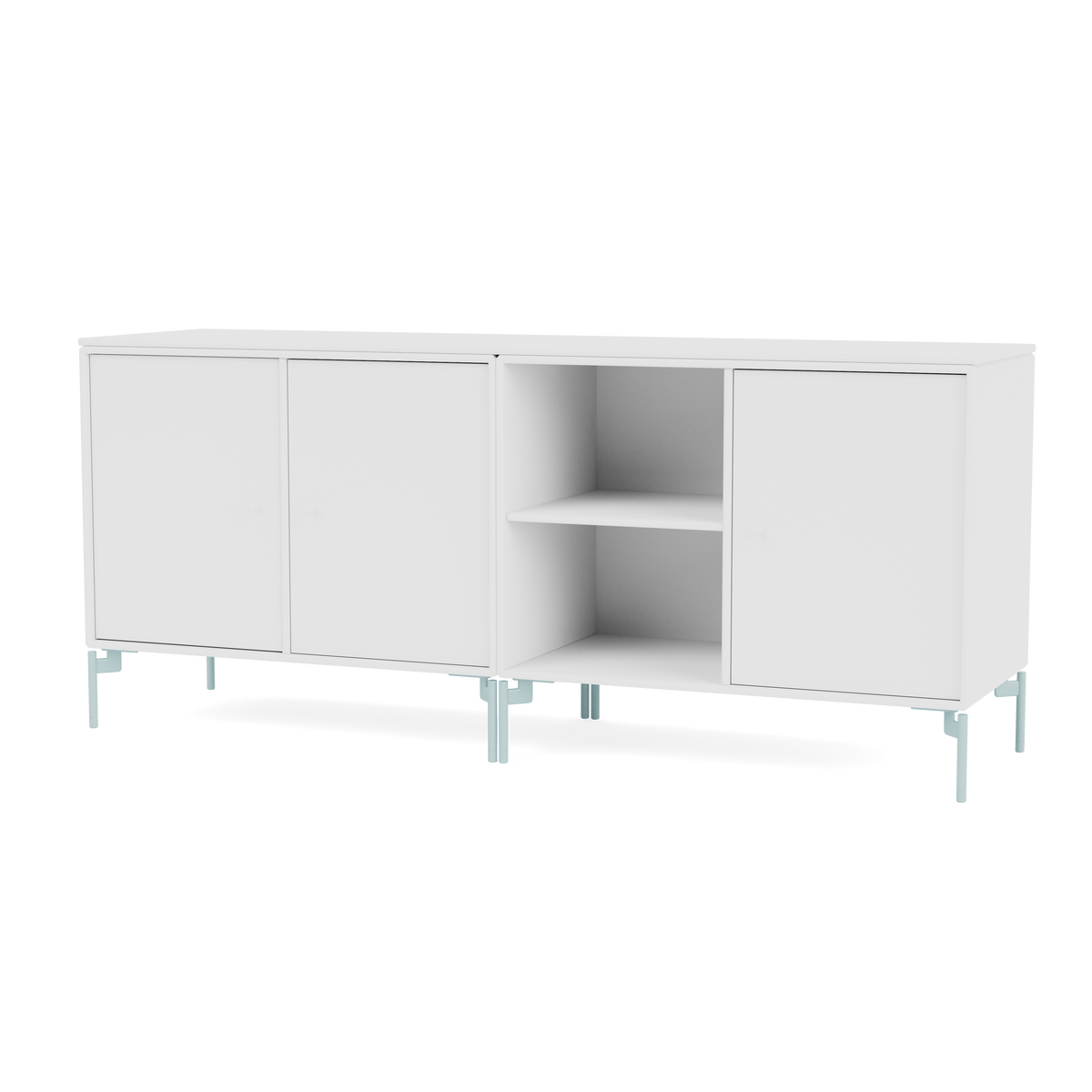 Module de Rangement Save par Peter J. Lassen, laque 101 New White, sur pieds 148 Flint, packshot Montana