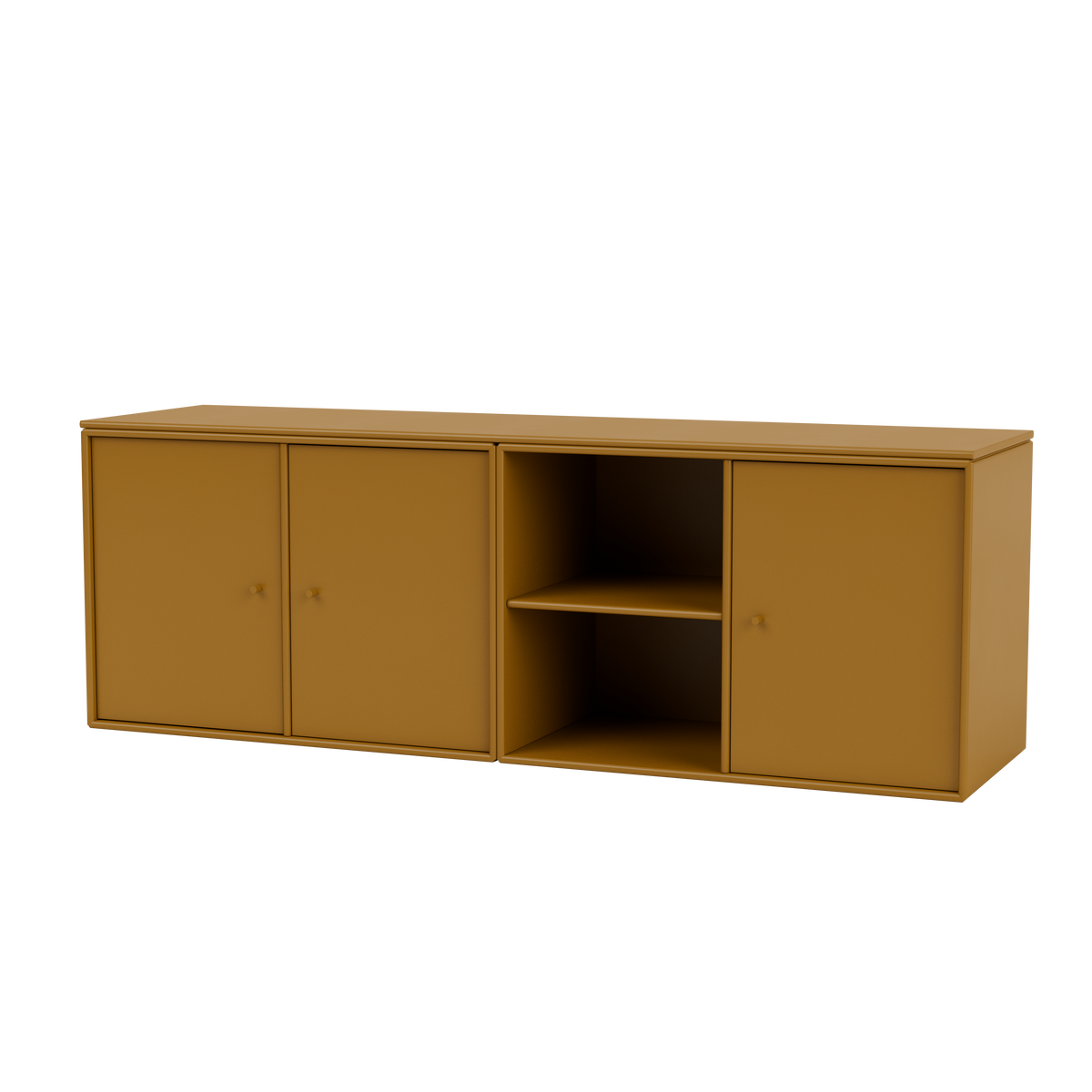 Module de Rangement Save par Peter J. Lassen, laque 142 Amber, suspendu au mur, packshot Montana