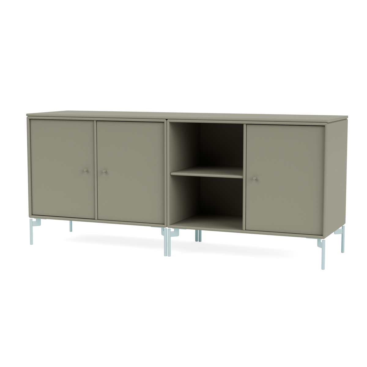Module de Rangement Save par Peter J. Lassen, laque 144 Fennel, sur pieds 148 Flint, packshot Montana