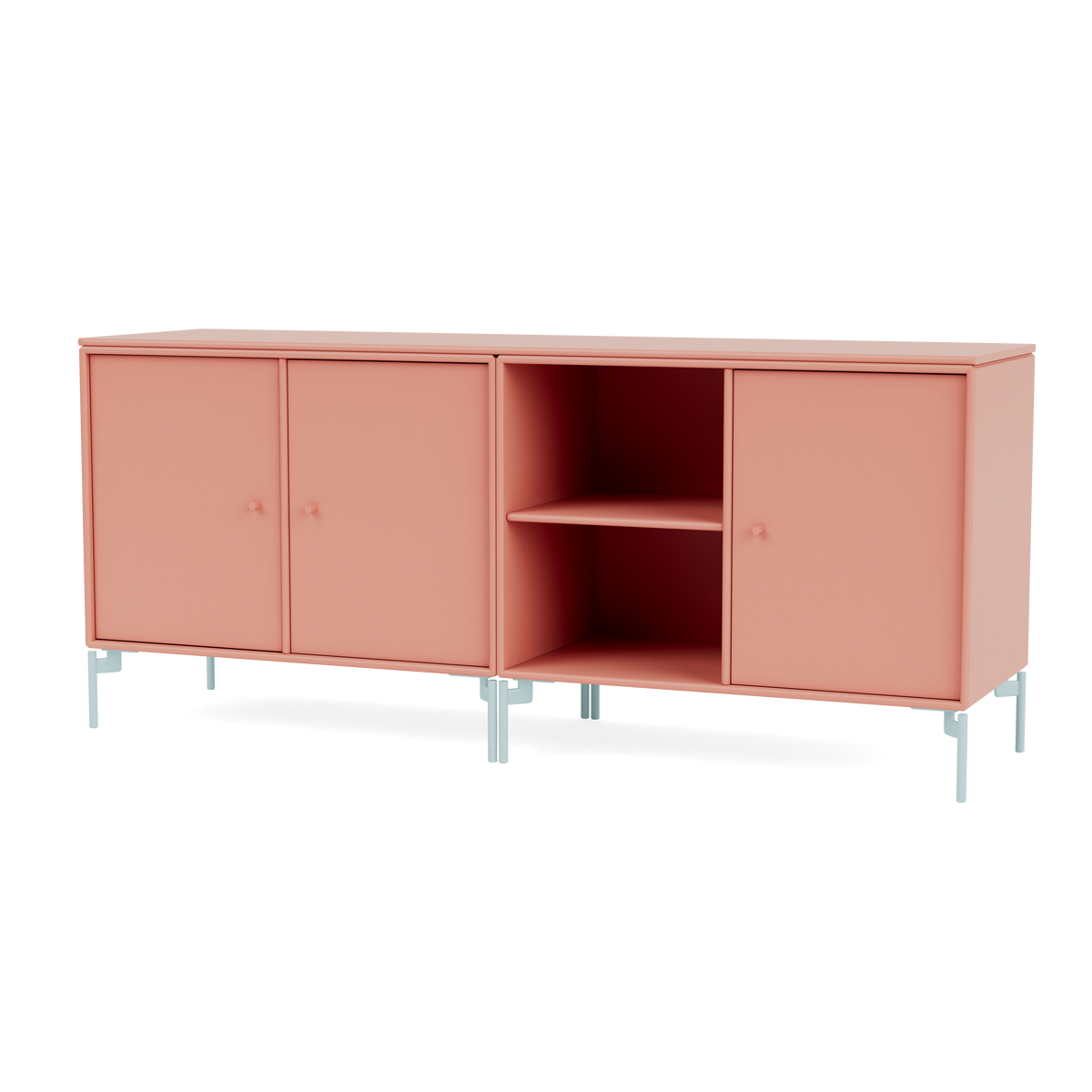 Module de Rangement Save par Peter J. Lassen, laque 151 Rhubarb, sur pieds 148 Flint, packshot Montana