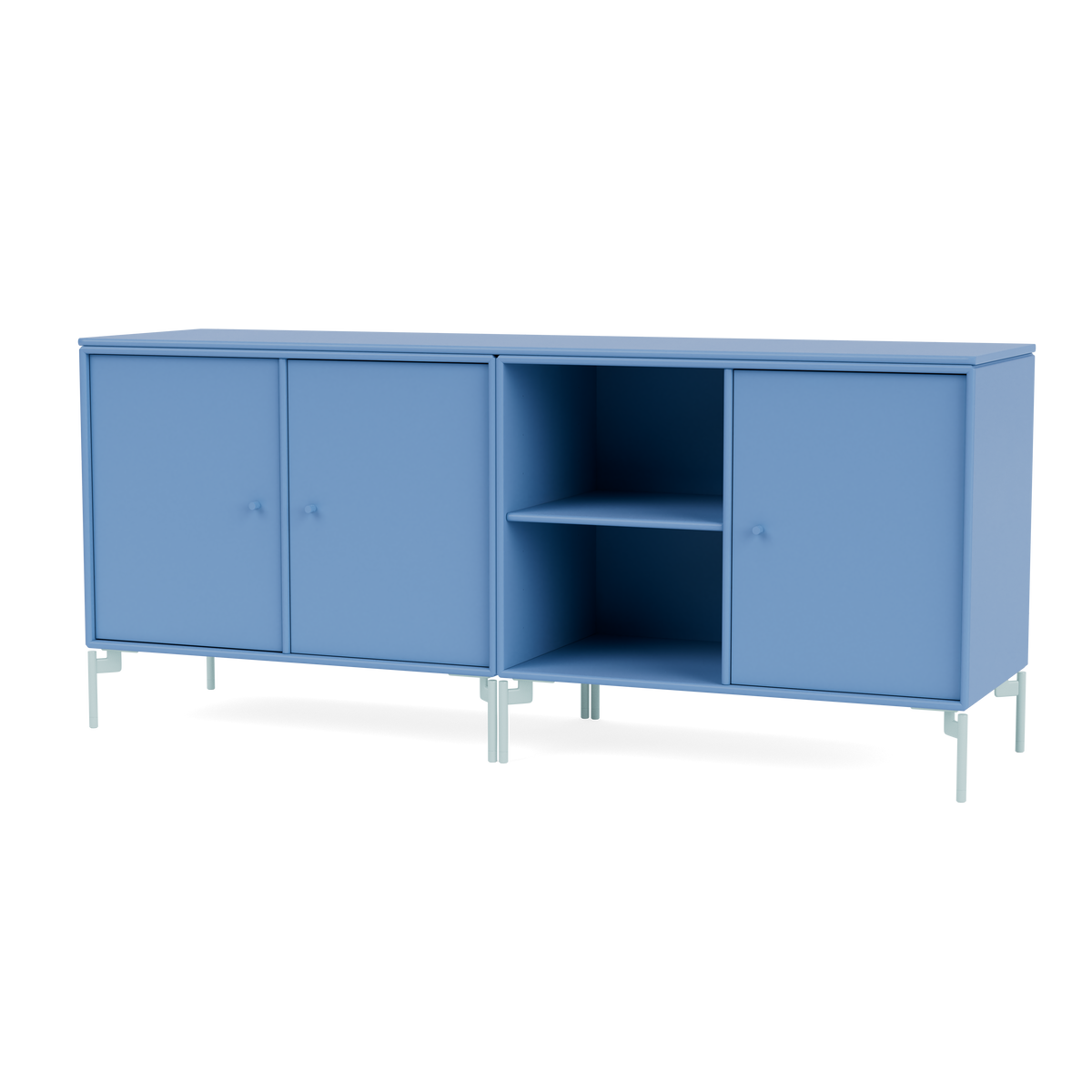 Module de Rangement Save par Peter J. Lassen, laque 154 Azure, sur pieds 148 Flint, packshot Montana