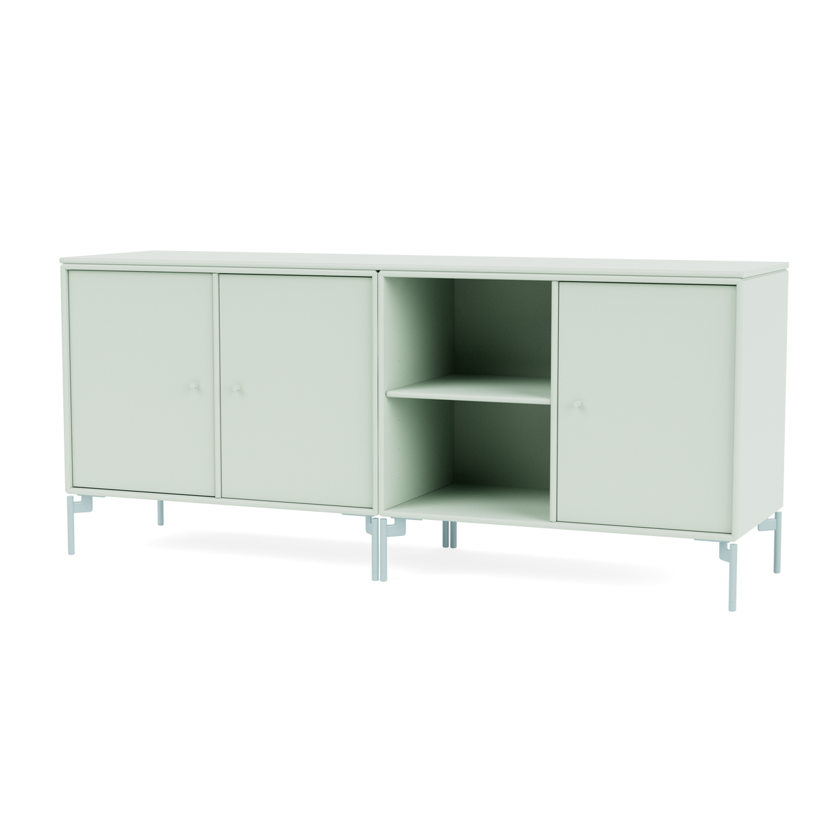 Module de Rangement Save par Peter J. Lassen, laque 161 Mist, sur pieds 148 Flint, packshot Montana