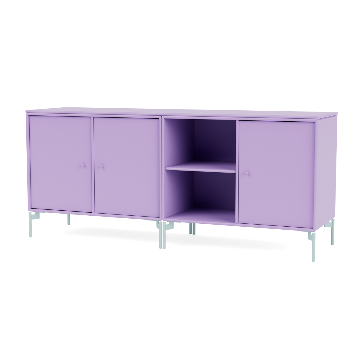 Module de Rangement Save par Peter J. Lassen, laque 164 Iris, sur pieds 148 Flint, packshot Montana