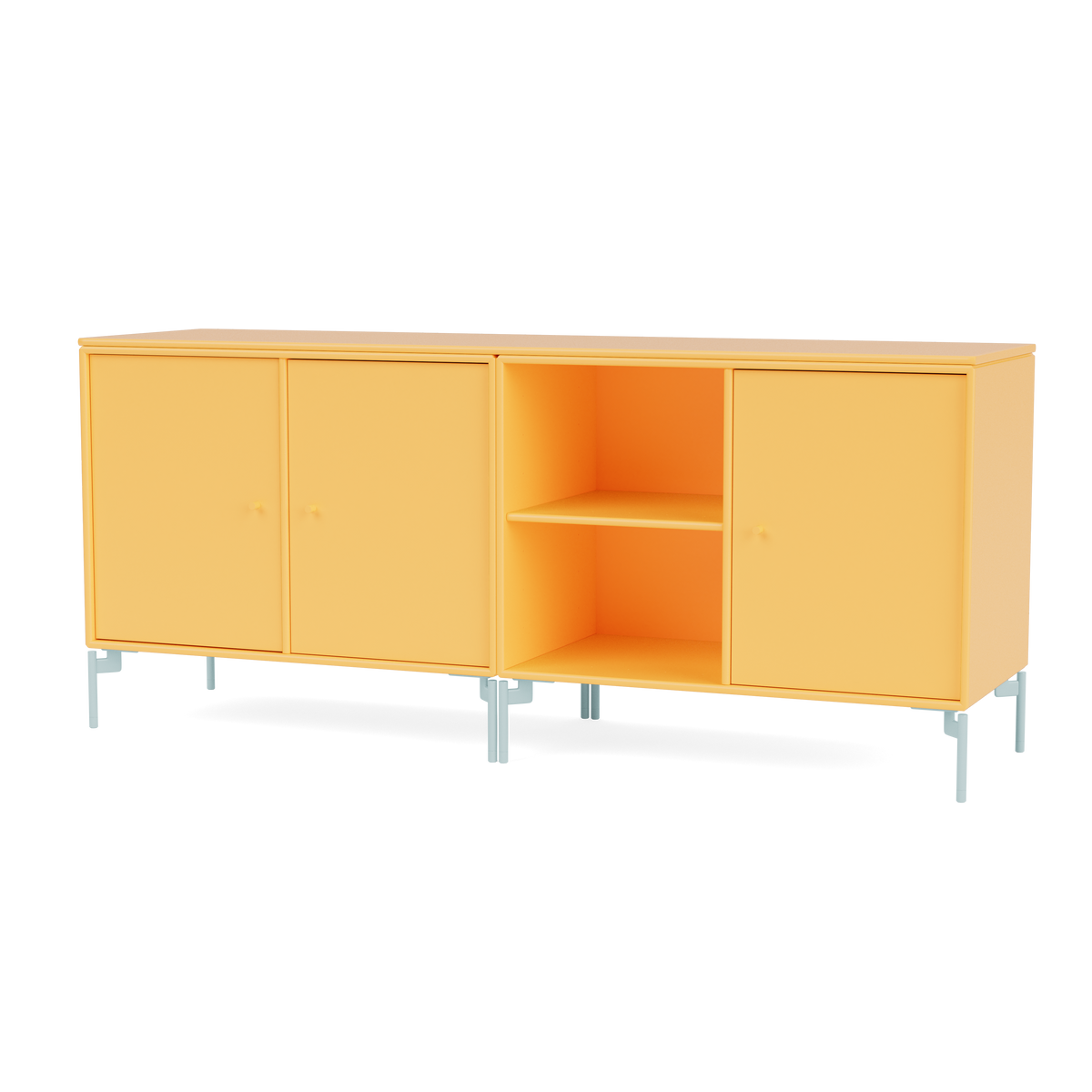 Module de Rangement Save par Peter J. Lassen, laque 166 Acacia, sur pieds 148 Flint, packshot Montana
