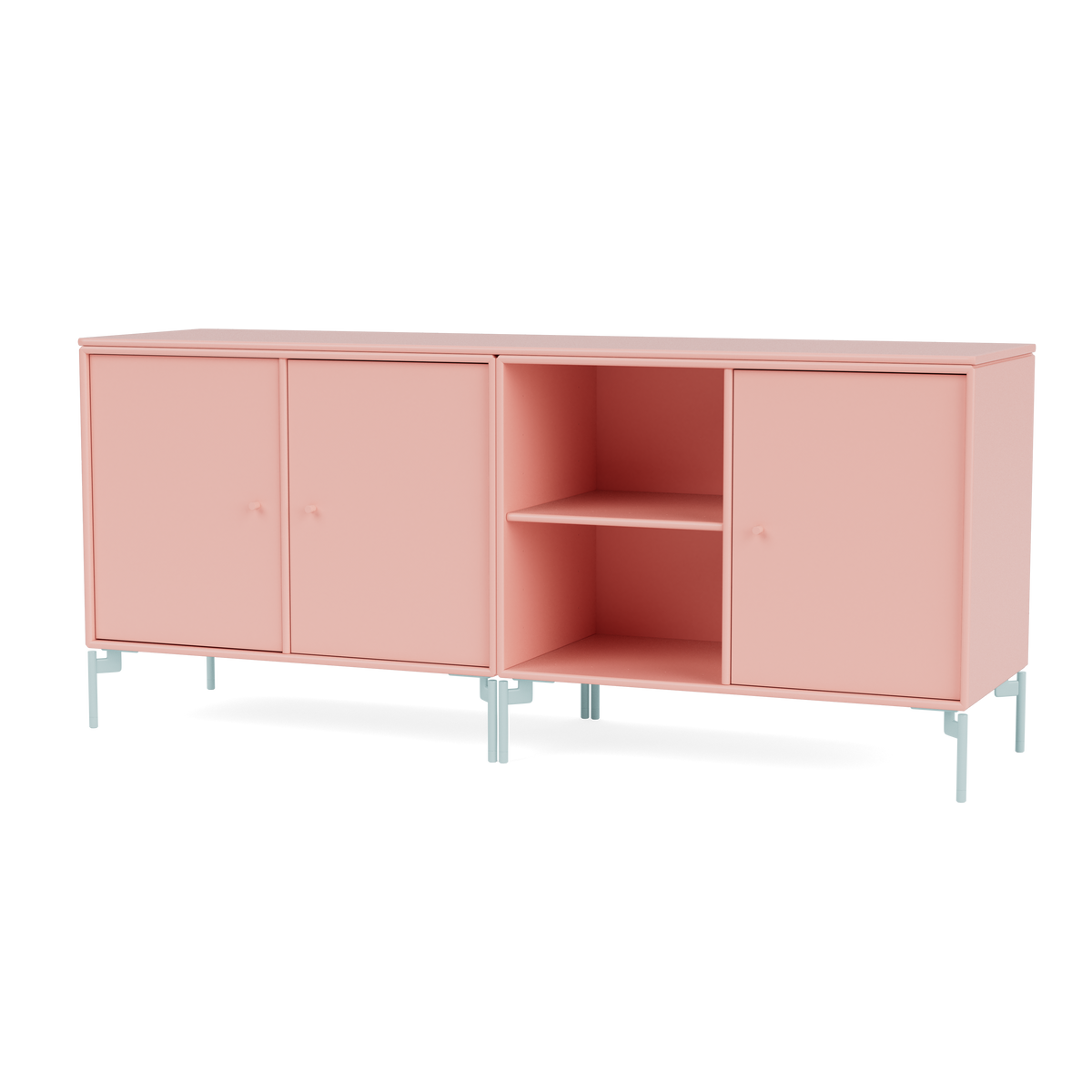 Module de Rangement Save par Peter J. Lassen, laque 167 Ruby, sur pieds 148 Flint, packshot Montana