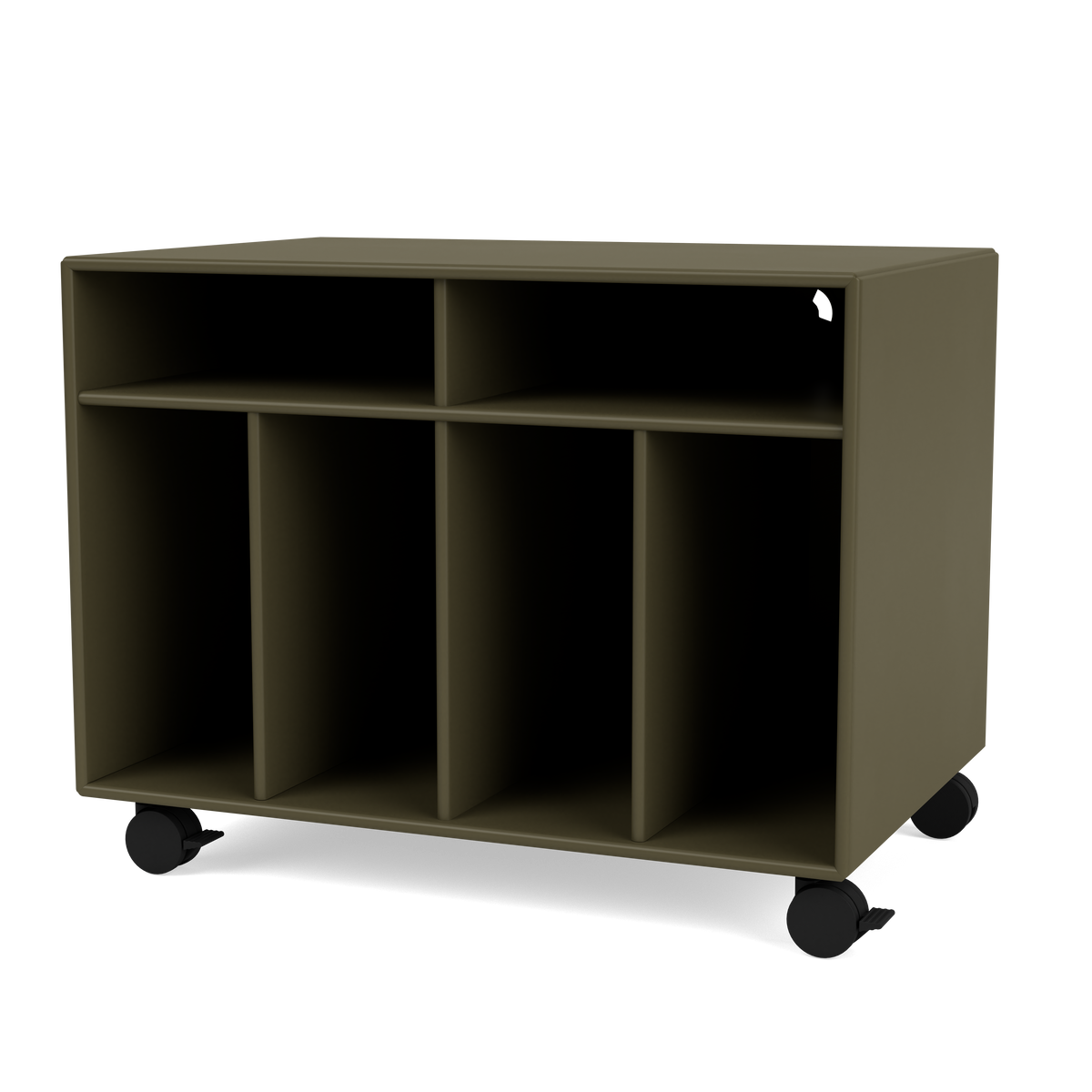 Module de Rangement Spin I par Peter J. Lassen, laque 139 Oregano, sur roulettes, packshot Montana