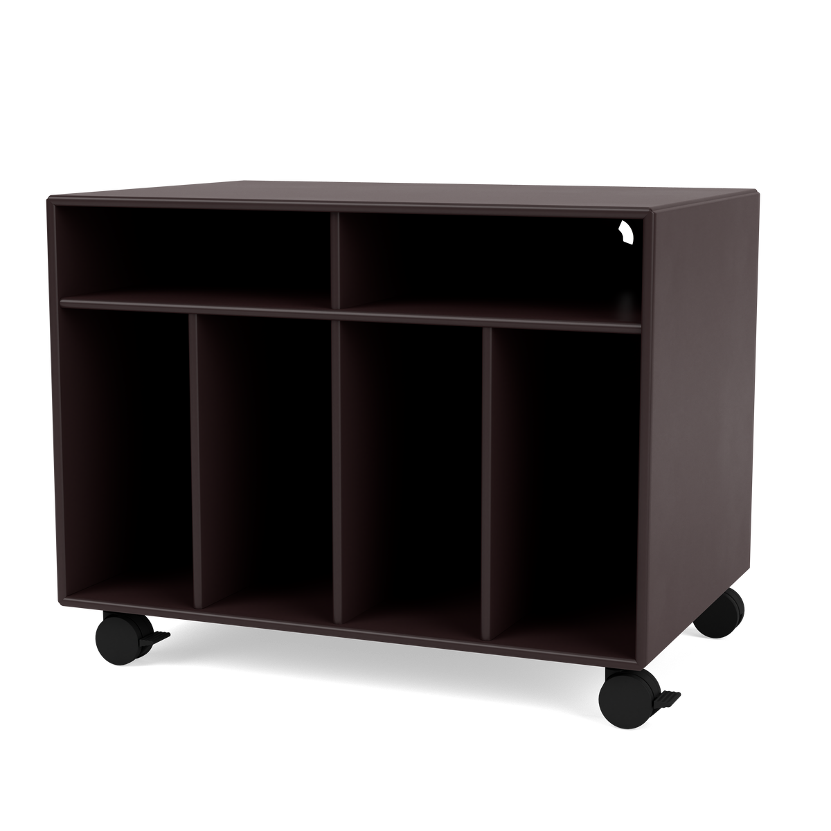 Module de Rangement Spin I par Peter J. Lassen, laque 160 Balsamic, sur roulettes, packshot Montana