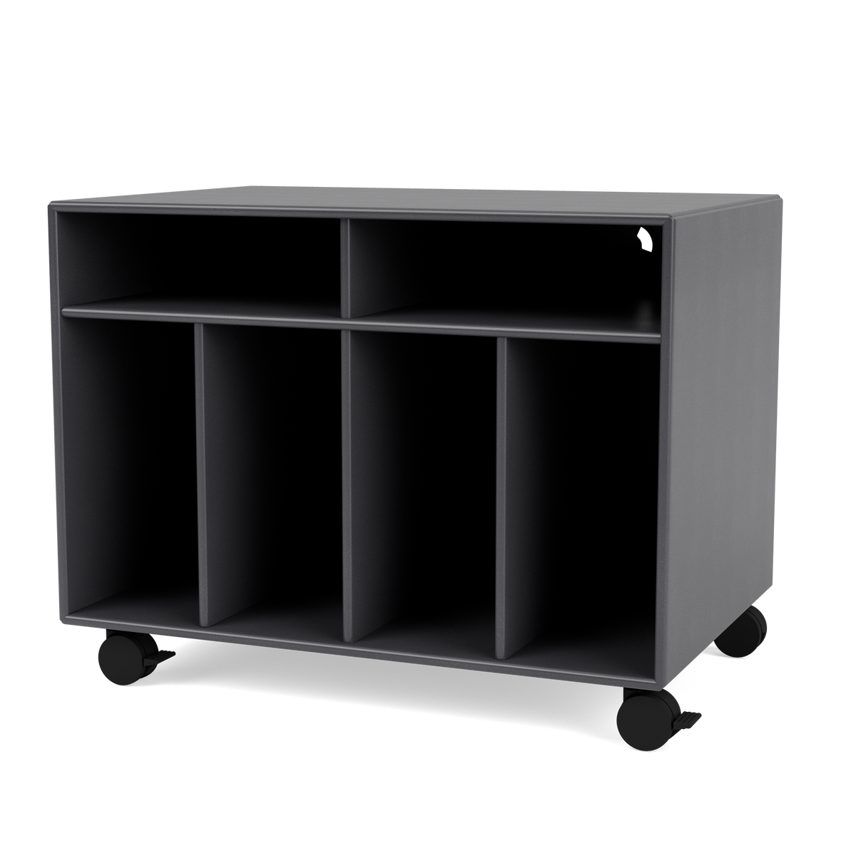 Module de Rangement Spin I par Peter J. Lassen, laque 36 Coal, sur roulettes, packshot Montana