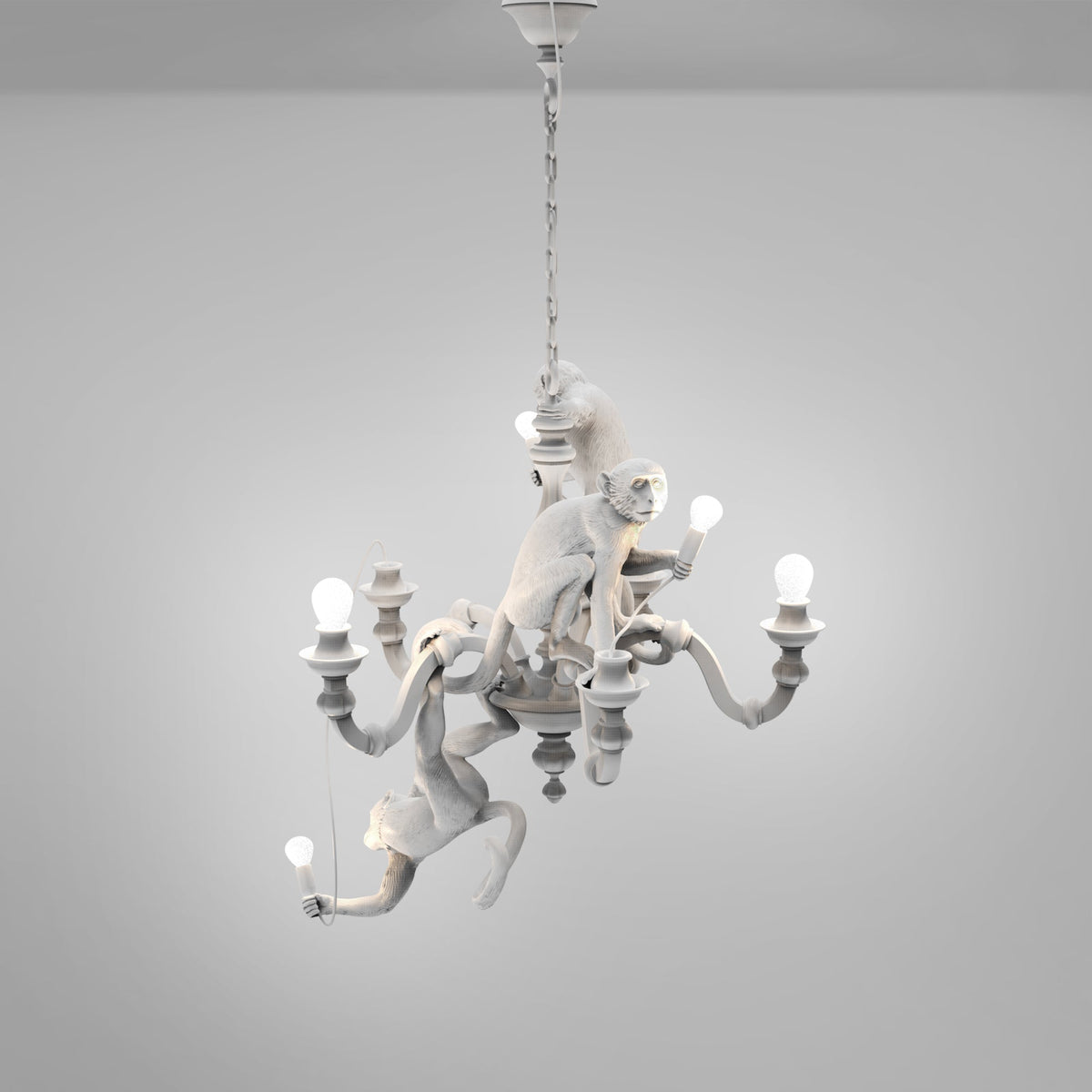 Lustre Monkey Chandelier blanc de Marcantonio - Seletti-vue 4-The Woods Gallery