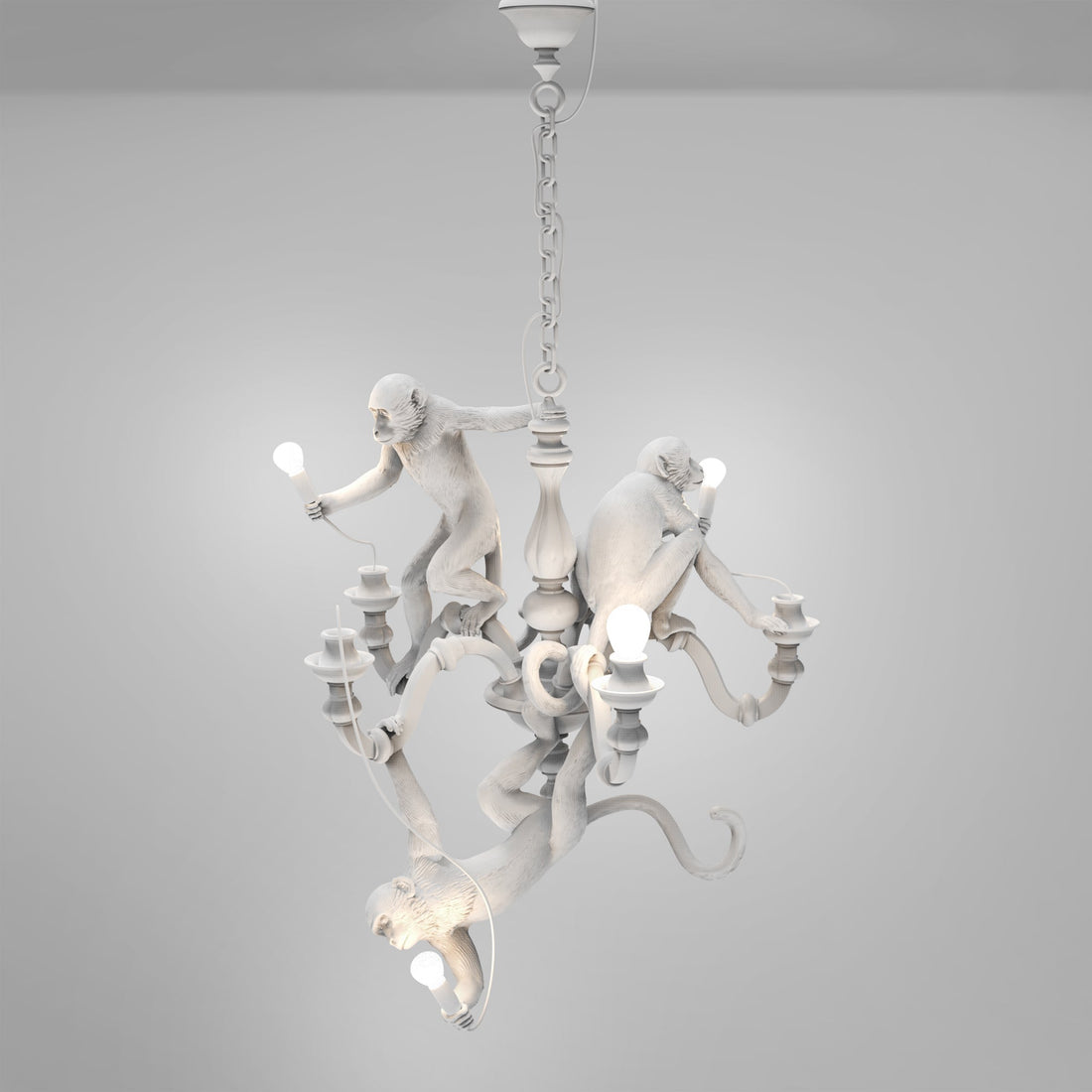 Lustre Monkey Chandelier blanc de Marcantonio - Seletti-vue 2-The Woods Gallery