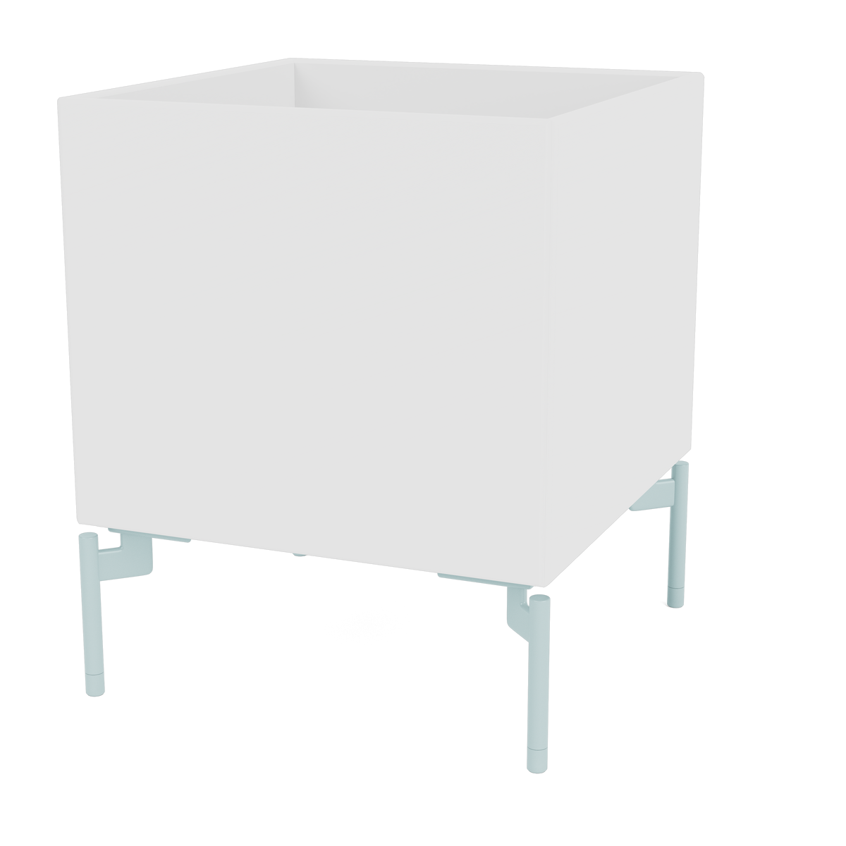 Boite de Rangement Colour Box I – S6161 par Peter J. Lassen, laque 101 New White, sur pieds 148 Flint, packshot Montana