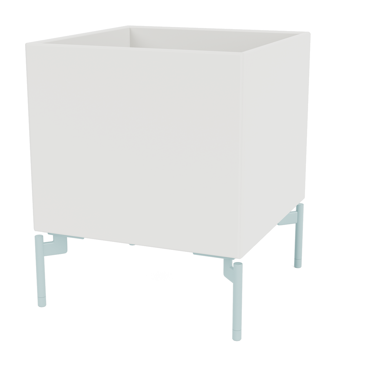 Boite de Rangement Colour Box I – S6161 par Peter J. Lassen, laque 01 White, sur pieds 148 Flint, packshot Montana