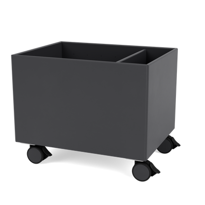 Colour Box II Montana laquée 04 Anthracite, sur roulettes, vue de trois quarts