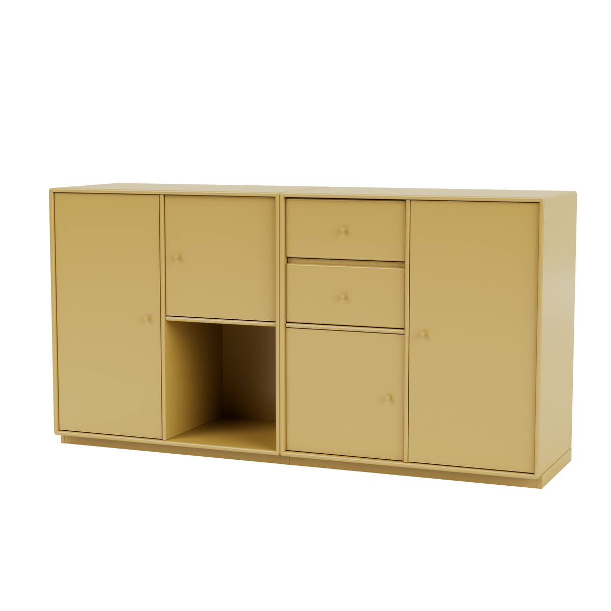 Buffet Couple Quick Ship, laque 157 Cumin, sur socle de 3 cm, packshot Montana