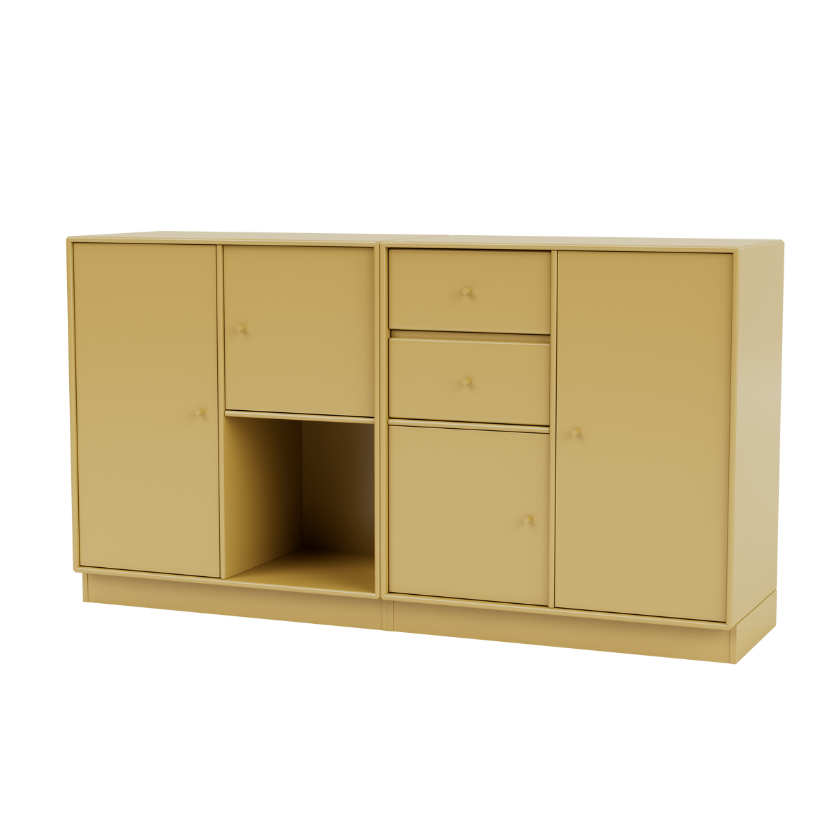 Buffet Couple Quick Ship, laque 157 Cumin, sur socle de 7 cm, packshot Montana