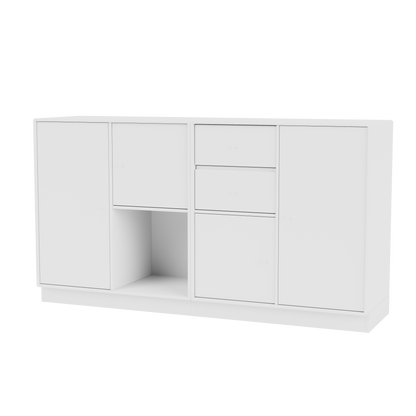 Buffet Couple Quick Ship, laque 101 New White, sur socle de 7 cm, packshot Montana